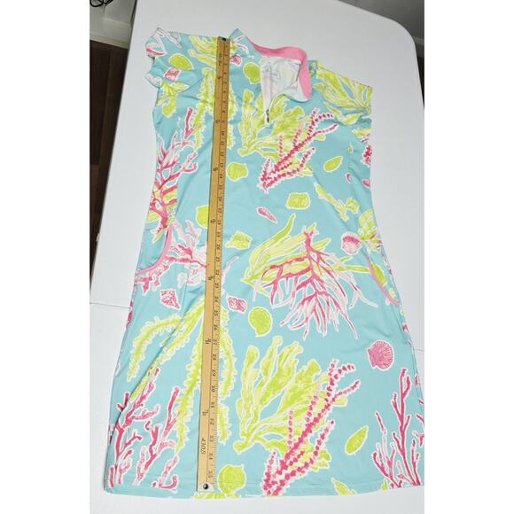 Ana Clare Active Dress Large Preppy Mini Stretch Coral Printed Womens Short Slv - Picture 11 of 12